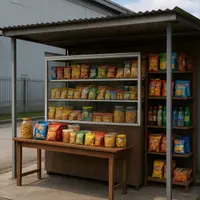 Konsep Toko Makanan di Rumah Dekat Pabrik/ChatGPT