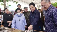 Menteri BUMN Erick Thohir mendampingi Presiden ke-5 RI Megawati Soekarnoputri ke Kawasan Ekonomi Khusus (KEK) Sanur, Bali.