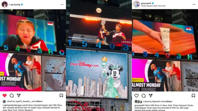 Greysia Polii dan Apriyani Rahayu muncul di di Times Square New York City