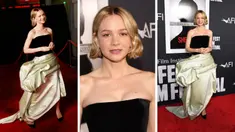 Foto kolase Carey Mulligan saat menghadiri AFI Fest 2022: Red Carpet Premiere “She Said” di TCL Chinese Theatre di Hollywood, California pada 4 November 2022. (Jesse Grant/Getty Images for AFI/AFP)