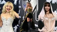 Sabrina Carpenter, Taylor Swift dan Lisa Blackpink saat hadir di MTV Video Music Awards (VMA) 2024. (Dok: AFP/Dimitrios Kambouris)