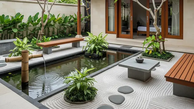 Model Courtyard Khas Bali Modern (AI Generated)