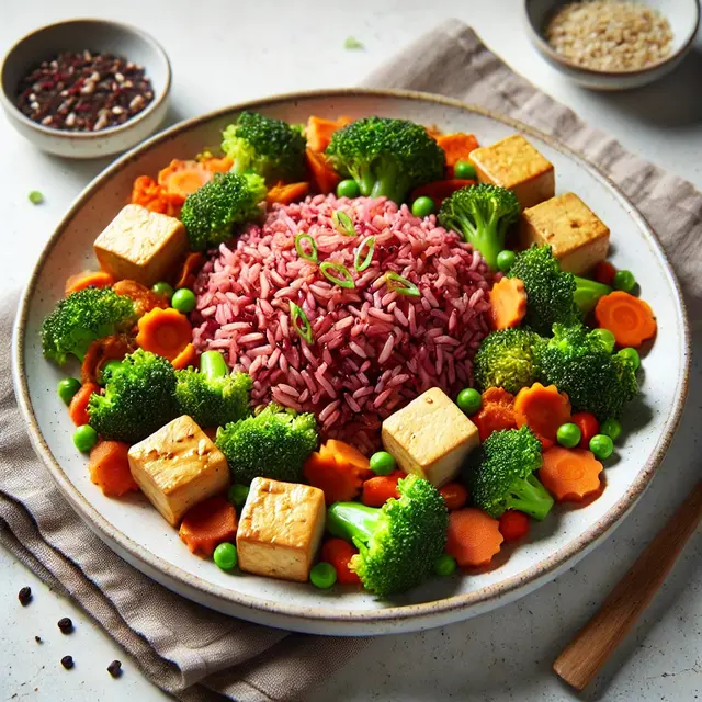 2. Nasi Merah dengan Tumis Tahu Sayur