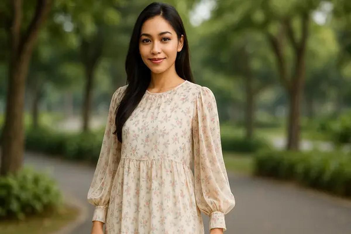7 Model Tunik Motif Bunga Kecil Lengan Bishop, Bikin Tampilan Feminin dan Anggun di Segala Acara