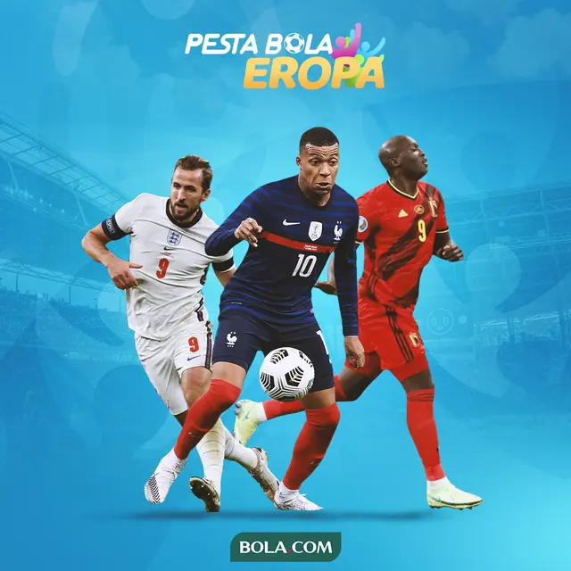 Piala Eropa - Harry Kane, Kylian Mbappe, Romelu Lukaku