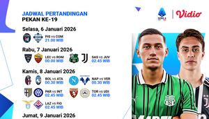 Simak Jadwal Live Streaming Serie A Pekan ke-19, Tayang di Vidio.
