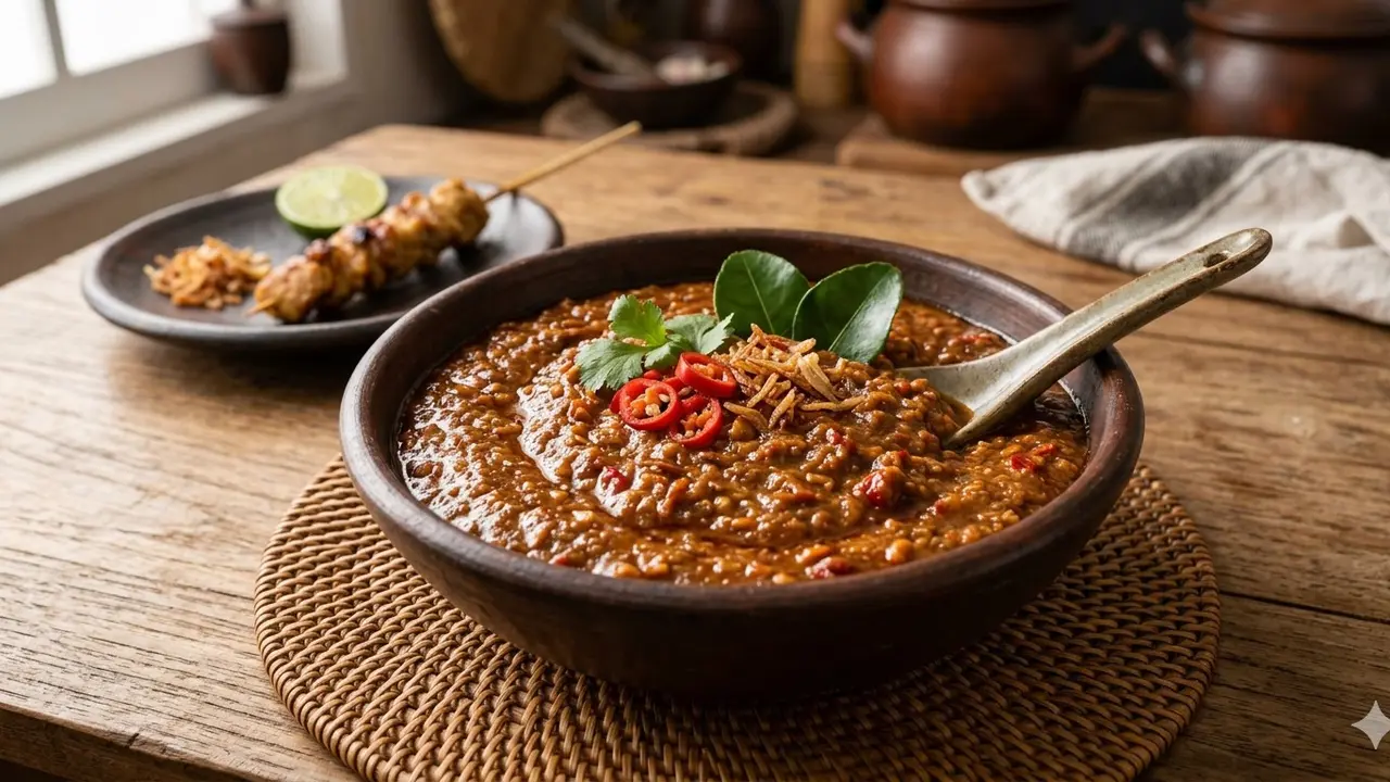 Cara Buat Bumbu Kacang Sate (Foto: Gemini AI)
