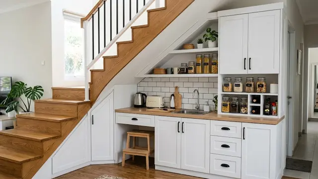 Ide Pantry Mini di Bawah Tangga/AI Generated
