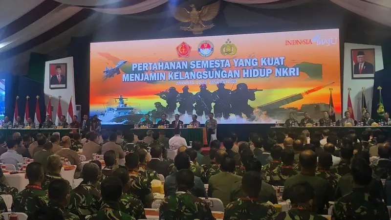 Presiden Jokowi memberi sambutan dalam Rapim Kementerian Pertahanan, Kamis (23/1/2020).