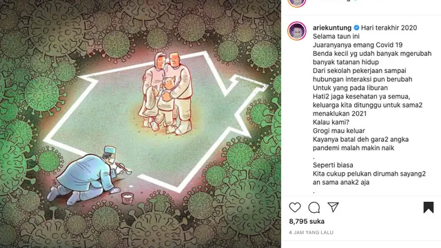 Khawatir Covid-19, Arie Untung Jalani Pergantian Tahun dengan Berpelukan di Rumah