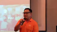 Daniel Tumiwa, CEO OLX dalam sesi presentasinya. (Liputan6.com/ Jeko Iqbal Reza)