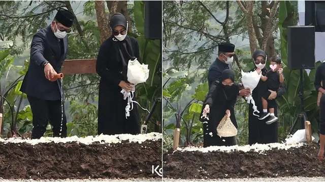 6 Momen Ridwan Kamil dan Atalia Praratya Tabur Bunga di Pusara Eril, Penuh Haru