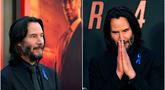 Foto kolase saat Keanu Reeves menghadiri premiere film John Wick: Chapter 4 di TCL Chinese Theater, Los Angeles, Amerika Serikat, Senin (20/3/2023). (AP Photo/Chris Pizzello)