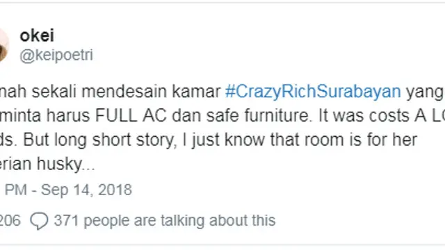 Bikin Ngakak, Tagar #CrazyRichSurabayan Jadi Pelesetan dari Film Crazy Rich Asian