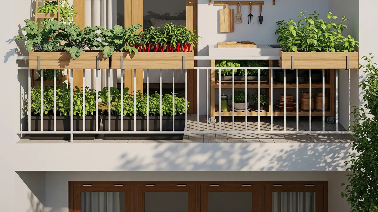 Desain Rumah Kecil dengan Taman di Balkon