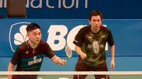 Hendra Setiawan/Tan Boon Heong melaju ke babak 1 Indonesia Open 2017 setelah menyingkirkan ganda Korea Selatan, Choi Soi-gyu/Kim Duk-young. (Bola.com/Reza Bachtiar)