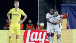 Pada menit ke-6 Atalanta berhasil unggul 1-0 lewat gol gelandang Remo Freuler. Ia sukses membobol gawang Villarreal usai menerima umpan Duvan Zapata. (Foto: AP/Alberto Saiz)