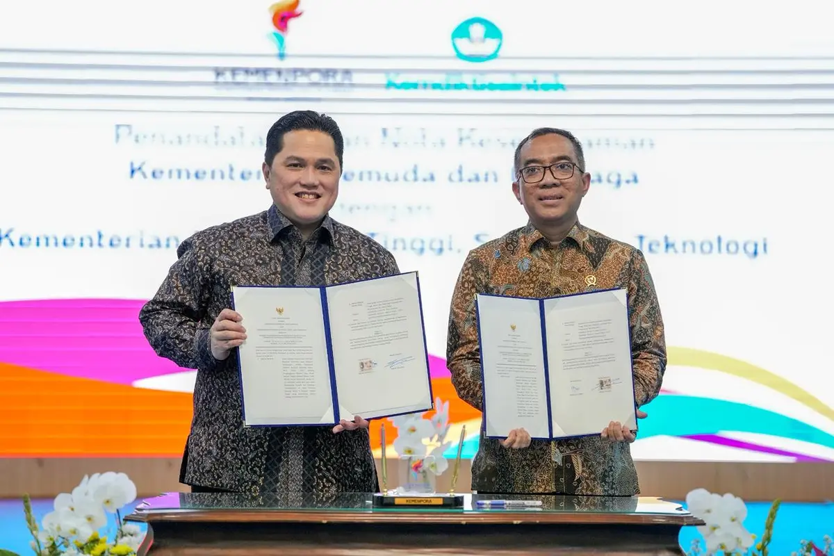 Menpora Erick Thohir dan Mendiktisaintek Brian Yuliarto Teken MoU, Perkuat Pembinaan Atlet Mahasiswa