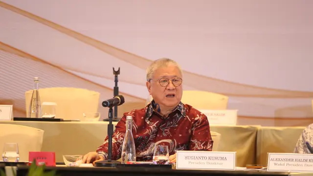 Presiden Direktur PT Pantai Indah Kapuk Dua Tbk. (PANI) Sugianto Kusuma alias Aguan hadir dalam RUPLB yang digelar di Swisshotel Jakarta PIK Avenue, Jumat (15/9/2023).