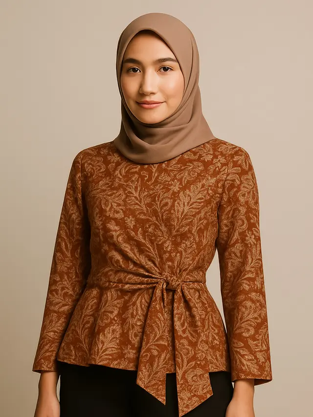 9 Model Atasan Batik Peplum, Bikin Tampilan Jadi Fashionable dan Elegan (sumber:AI)