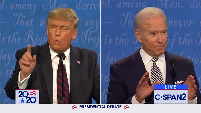 Presiden Donald Trump dan mantan Wakil Presiden Joe Biden di debat perdana capres AS 2020. Dok: C-Span