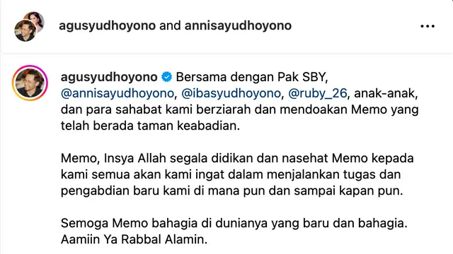 Unggahan AHY. (Foto: Dok. Instagram @agusyudhoyono)