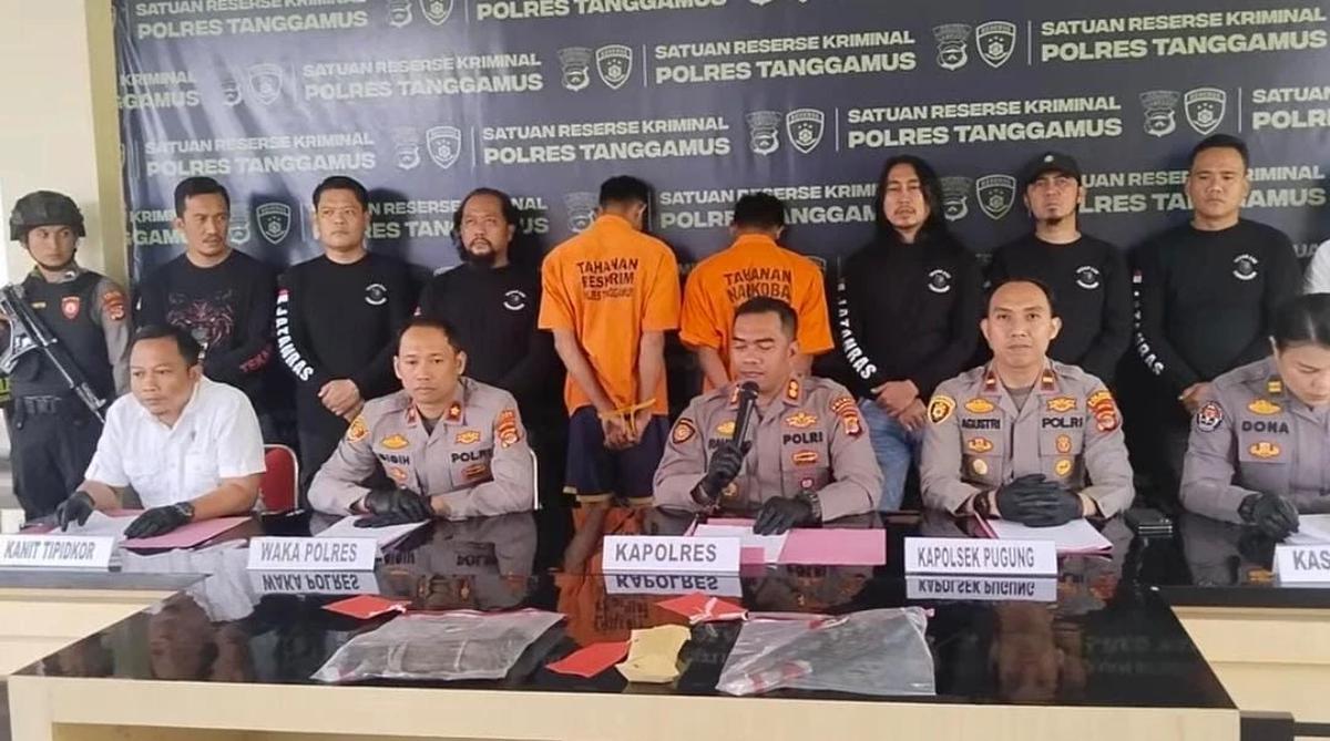 Jumpa Pers Kapolres Tanggamus AKBP Rahmad Sujatmiko Kasus Pembunuhan Pasutri di Lampung