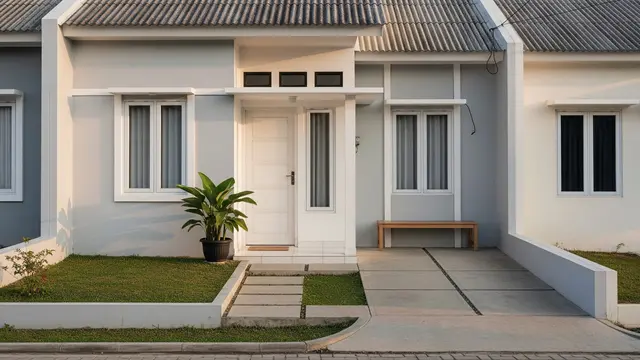 Rumah Minimalis Atap Asbes dengan Halaman Depan