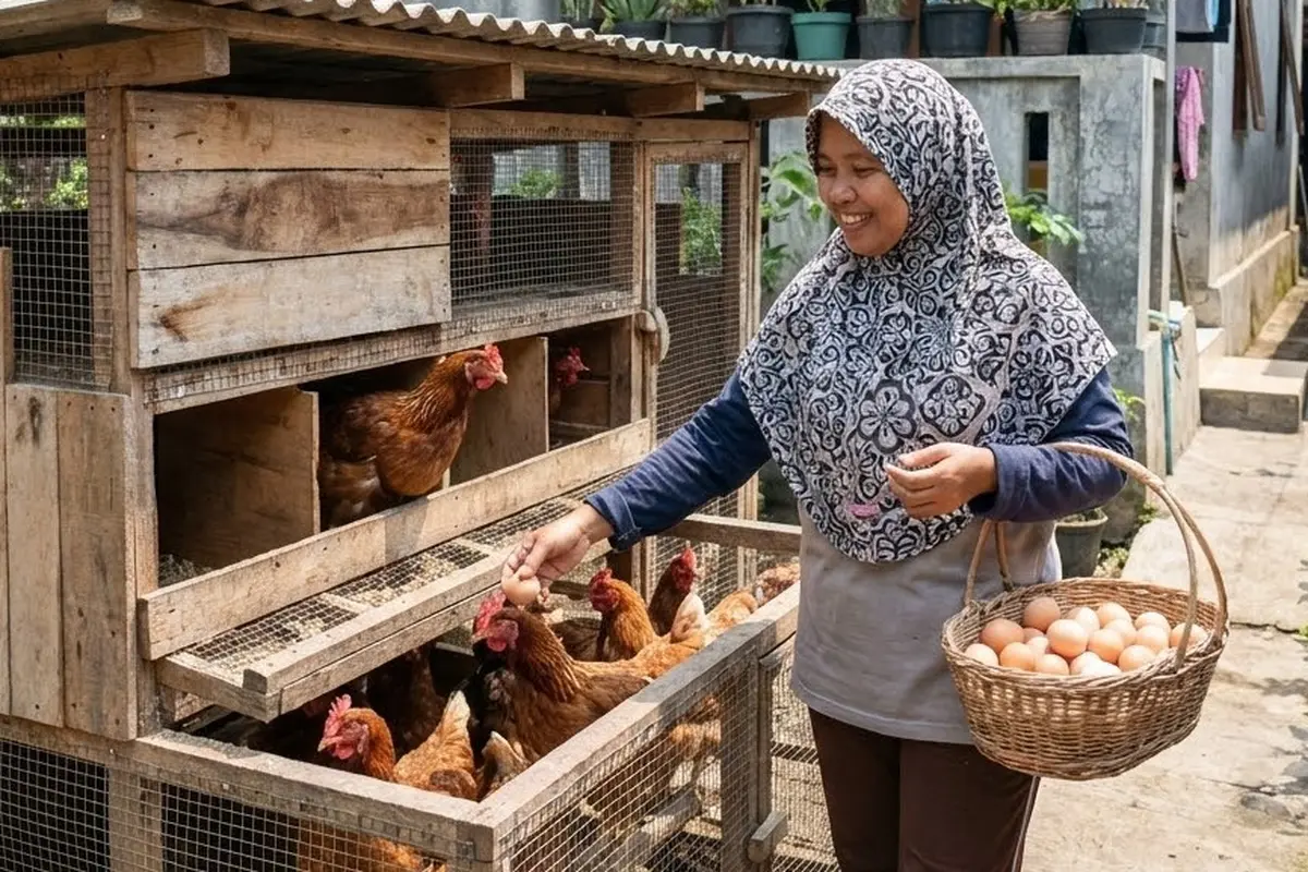 Beternak ayam menghasilkan telur banyak di rumah (Gemini AI)