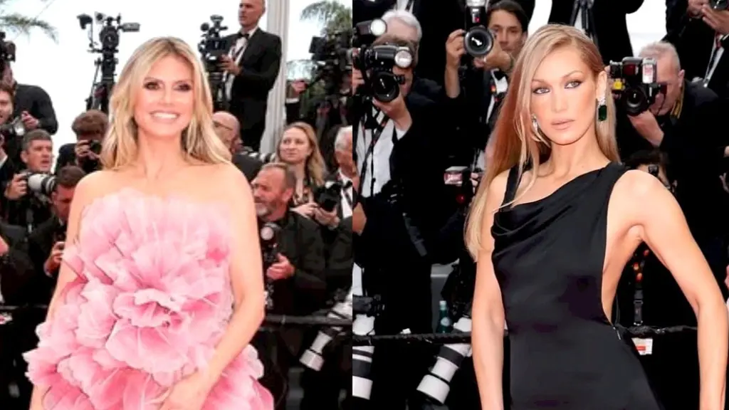 Supermodel Heidi Klum ini langsung menjadi sorotan setelah muncul dengan gaun couture dari Elie Saab yang memiliki ekor panjang dramatis, jelas bertentangan dengan larangan busana voluminous. [@heidiklum].