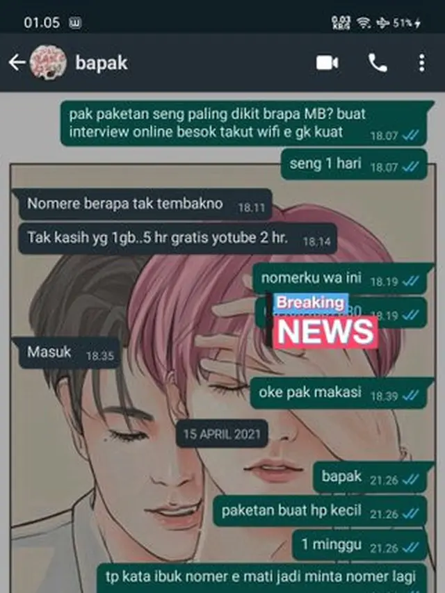 6 Chat Anak Minta Paketan ke Ayah Ini Bikin Senyum