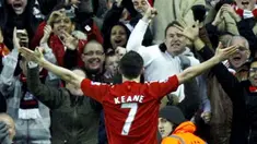 Liverpool's Robbie Keane celebrates scoring his second goal against Bolton Wanderers in their English Premier League match at Anfield in Liverpool, on December 26, 2008. Liverpool won 3-0. AFP PHOTO/PAUL ELLIS