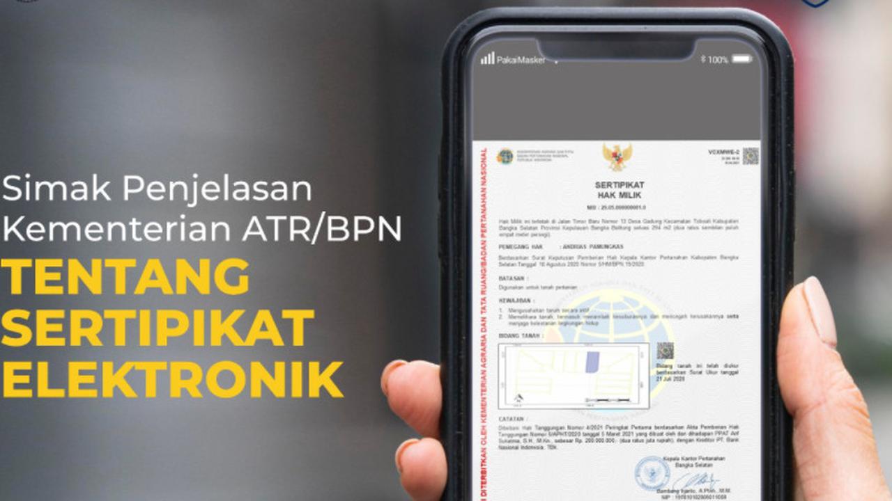 Sertifikat Tanah Elektronik. Dok Kementerian ATR