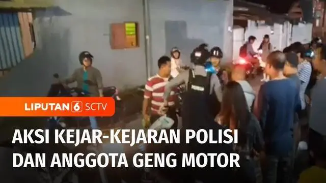 Kejar-kejaran antara polisi dan anggota geng motor terjadi di Makassar, Sulawesi Selatan, Sabtu (18/3) dini hari. Sempat kabur, anggota geng motor yang dikejar polisi akhirnya ditangkap bersama sejumlah anggota geng motor lainnya.