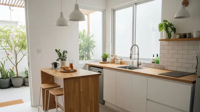 Dapur Terbuka dengan Island Beroda (Mobile Island)