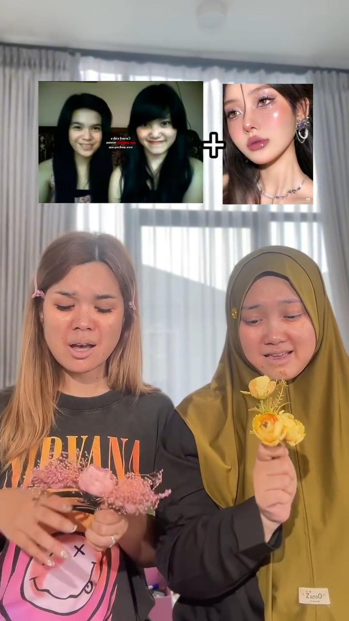 Potret Sinta dan Jojo Tirukan Tren Makeup Douyin, Disebut Bak Vampir Karena Awet Muda