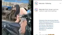 Seorang wanita yang tengah marah dengan sang suami menghancurkan motor seperti dilansir akun Instagram @fakta.indo.