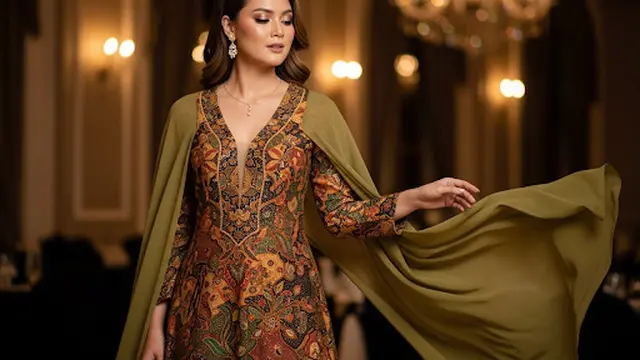 Long Dress Batik Cape Blouse Modern Stylish