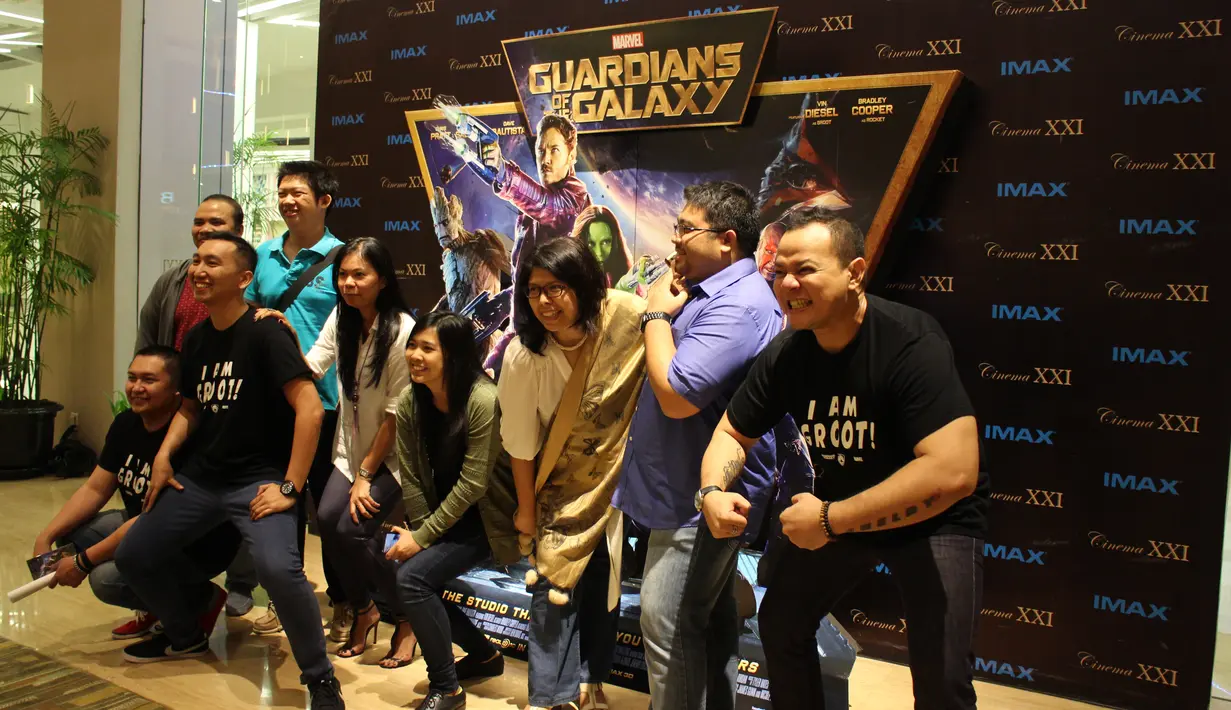 Jumat, (15/8), Advanced screening Guardians of the Galaxy dimeriahkan oleh beragam penggemar, komunitas, dan selebritis. (Liputan6.com/Gilar Dhani)
