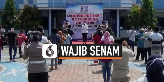VIDEO: Tetap Sehat Saat Pandemi Corona, Polantas Jombang Wajibkan Pemohon SIM Senam