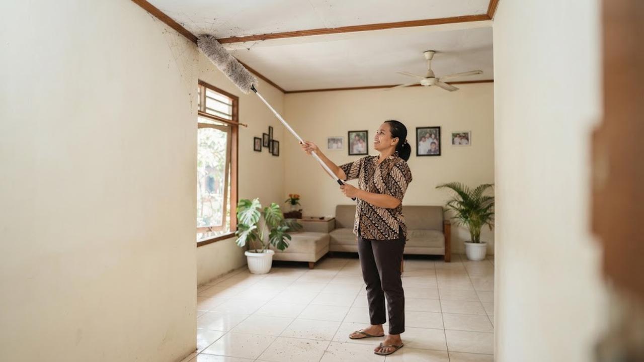 Cara membersihkan plafon tanpa tangga membersihkan sarang laba-laba tanpa tangga