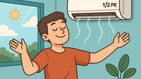 Ilustrasi seseorang sedang merasakan kesejukan AC 1/2 PK. (Foto: OpenAI)