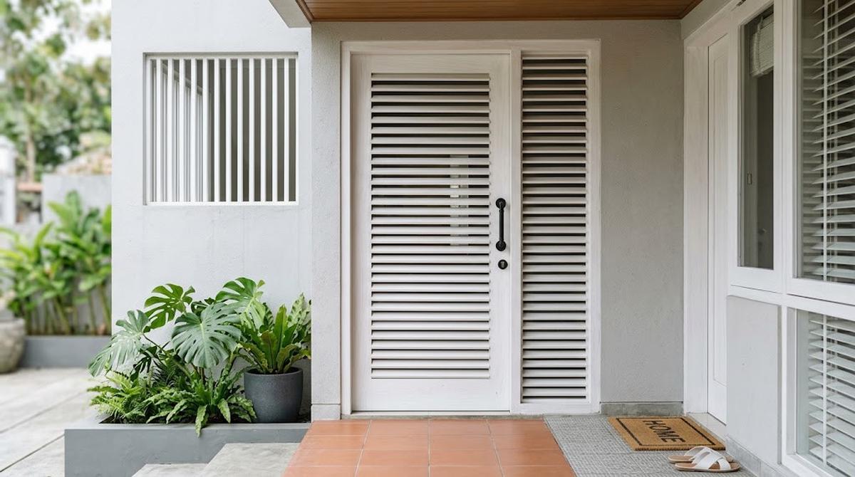 Ide Pintu dengan Kisi-Kisi untuk Rumah yang Membutuhkan Sirkulasi Udara