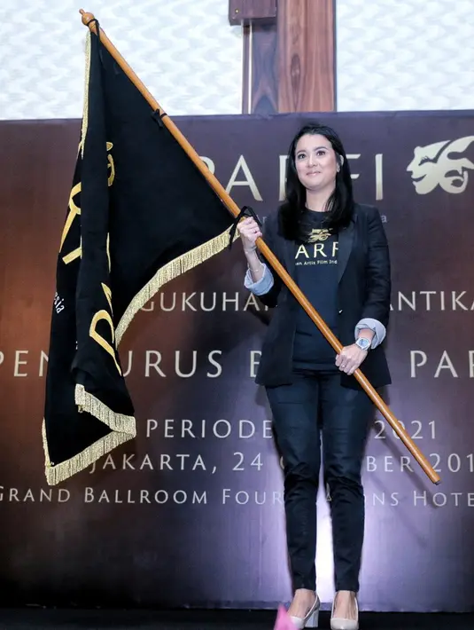 Setelah terpilih menjadi Ketum, Marcella Zalianty dalam pidatonya di Hotel Four Seasons, Jalan Gatot Subroto, Jakarta Selatan, Senin (24/10) menyatakan visi dan misinya. (Adrian Putra/Bintang.com)