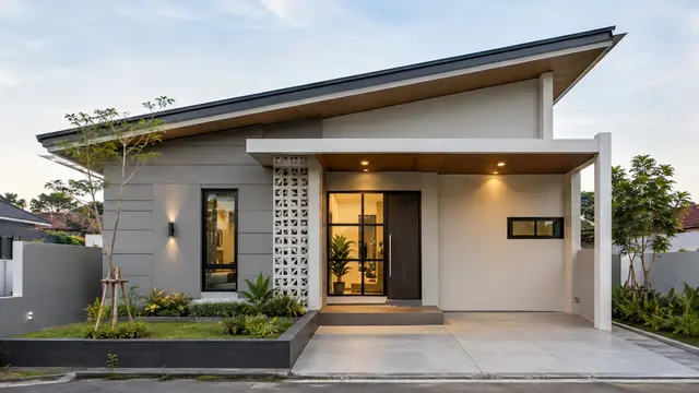 Desain Rumah Type 60 Kontemporer Atap Miring