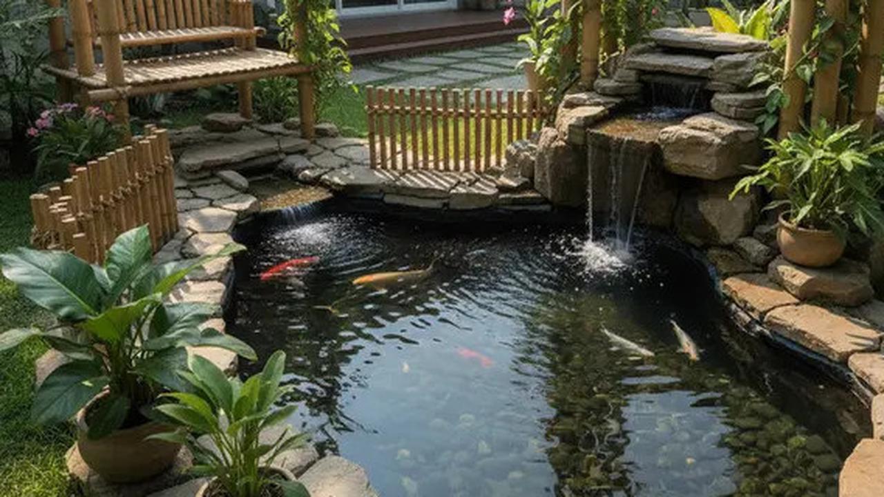8 Desain Kolam Ikan dari Batu Alam dan Bambu di Belakang Rumah, Murah Meriah Tapi Tetap Keren