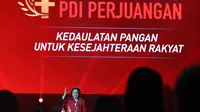 Ketua Umum PDI Perjuangan Megawati Soekarnoputri saat memberikan pidato pembukaan Rakernas IV PDIP di Jiexpo Kemayoran, Jumat (29/9/2023). (Dok. PDIP)
