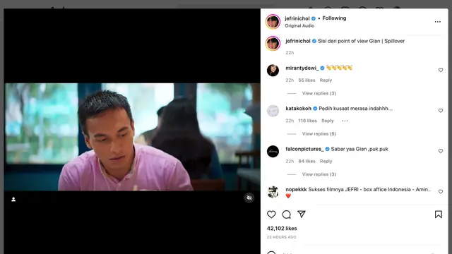Unggahan Jefri Nichol. (Foto: Dok. Instagram @jefrinichol)