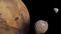 Mars mempunyai dua bulan alami bernama Phobos dan Deimos. (NASA)