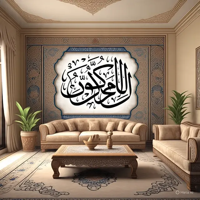desain ruang tamu islami khas Timur Tengah (Foto: AI)